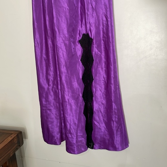 Victoria’s Secret Silky Satin Purple Black Lace Slip Dress Size Large - Picture 8 of 14